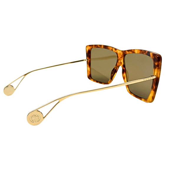 NWT Gucci GG LOGO Oversize Square Sunglasses Brown Acetate Gold‎ Wire Frames main image 13